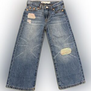 Levi's Kids Blue Jeans with Colorful Patches NWT Wide Leg Casual